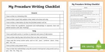 Procedural Writing Checklist Australia Teacher Made