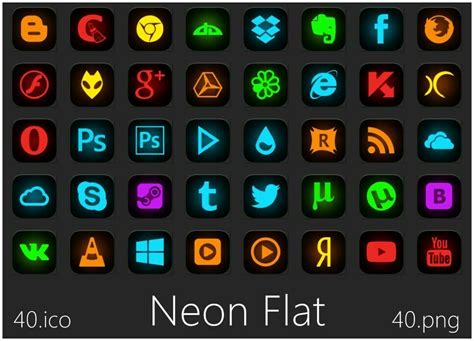 Neon Flat Icon Pack Skin Pack Theme For Windows 11 And 10