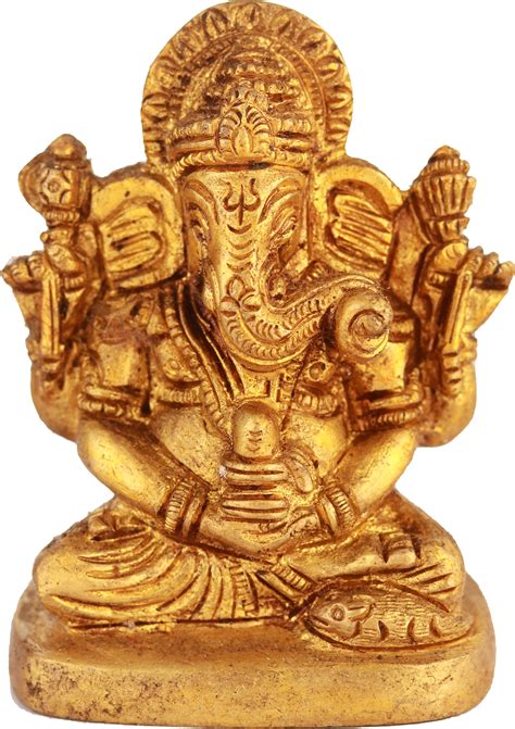 Lord Ganesha Holding A Shiva Linga Small Sculpture