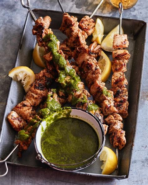 Chicken Shish Kebabs With Basil Vinegar Sauce Poultry Recipes