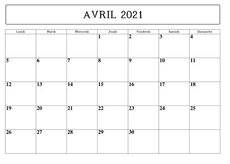 Calendrier Avril 2021 Imprimables The Imprimer Calendrier