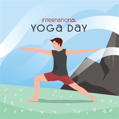 Illustration Of Man Doing Asana For International Yoga Day On St June Vector Art At