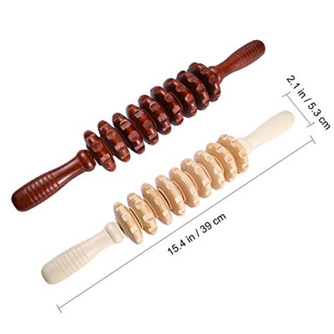 Supvox 2pcs Wood Massager Roller Handheld Cellulite Massage Trigger Point Manual Muscle Release