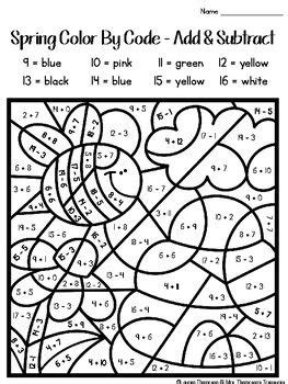 Spring coloring sheets for 1st grade. Spring Coloring Pages Color By Code First Grade | Spring ...