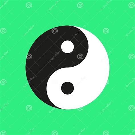 Ying Yang Symbol On Green Background Vector Illustration Stock Vector
