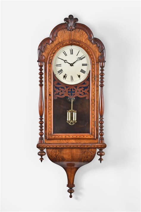 Sold Price Anglo American Wall Clock Inlaid Walnut Veneered Case