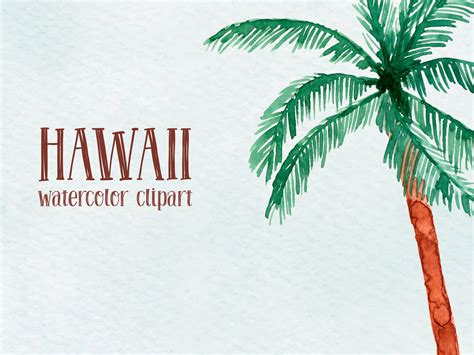 Watercolor Hawaii Clipart Beach Surfing Clipart Summer Etsy