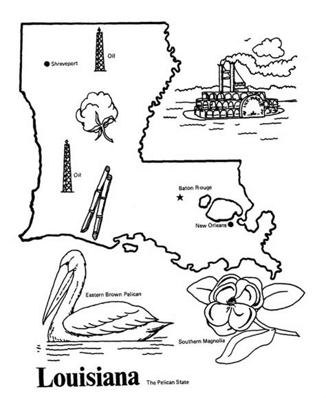 16 sep, 2020 betty bose 1. Louisiana State outline Coloring Page | Road trip ...