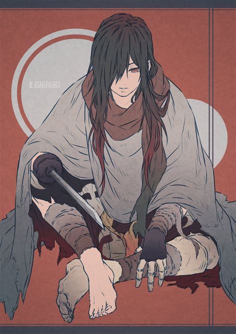 An Anime Character Sitting On The Ground With Two Swords In His Hand