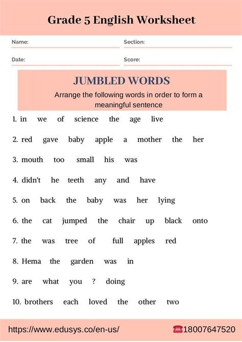 Grammar Worksheets 5th Grade Free Printable
