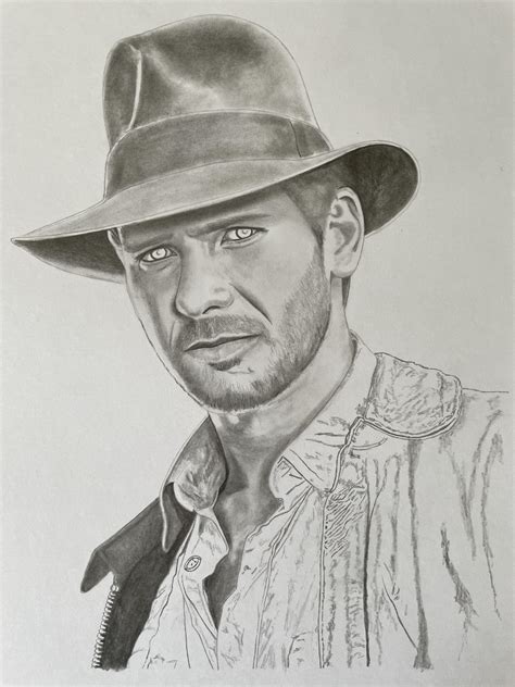 Indiana Jones Pencil Portrait Wip Rdrawing