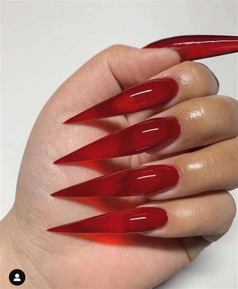 Exisofficial Long Red Nails Diy Acrylic Nails Stiletto Nails Designs