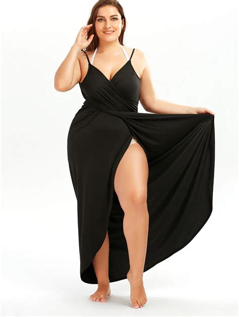 Gamiss Summer Sexy Plus Size Xl Beach Wrap Cover Dress Long Split Backless V Neck Maxi
