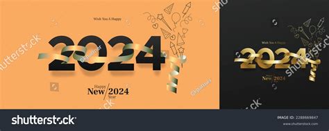 Happy New Year 2024 With Ribbon 2024 New Year Royalty Free Stock