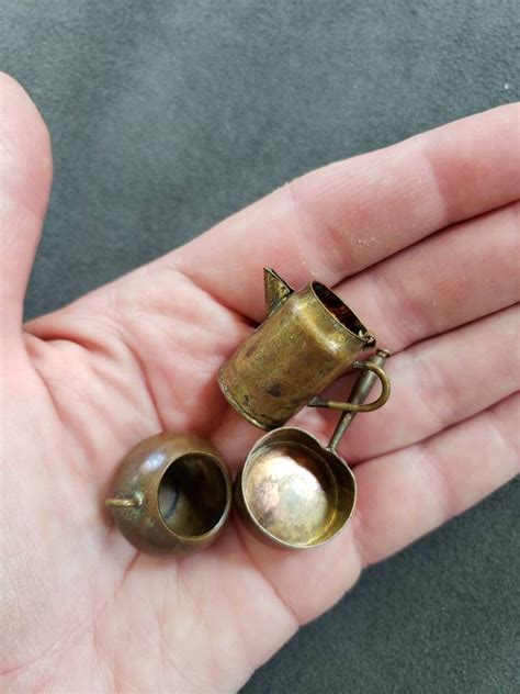 Set Of 3 Vintage Miniature Brass Pieces Pitcher Or Etsy