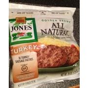 Jones Dairy Farm Fully Cooked Turkey Sausage Patties Calories