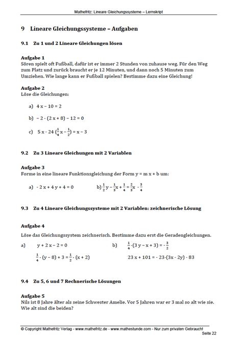 Sieht beispielsweise wie folgt aus: 10+ Arbeitsblätter Linare Gleichungssysteme Aufgaben ...