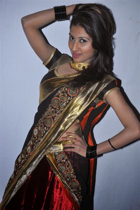 telugu actress akshaya in black saree at present love audio release function stylish designer
