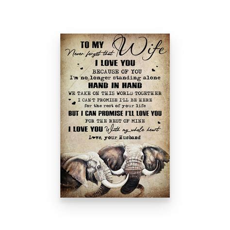 Elephant Poster Husband To Wife I Love You With My Whole Heart Fitjiva Art