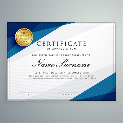 Blue Falcon Award Template Blue Abstract Certificate Template For