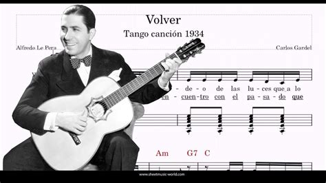 Volver Guitar Tango Canción Carlos Gardel Sheets Tango Tutorial