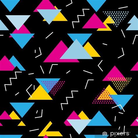 Wall Mural Seamless Geometric Pattern With Magenta Blue Yellow