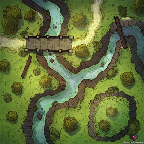 River Crossing Battle Map 36x36 Battlemaps Dungeon Maps Fantasy