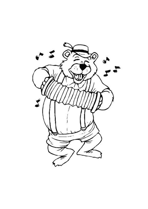 Kleurplaat beer met accordeon. Gratis kleurplaten om te printen afb