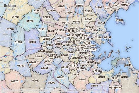 Downtown Boston Zip Code Map Map