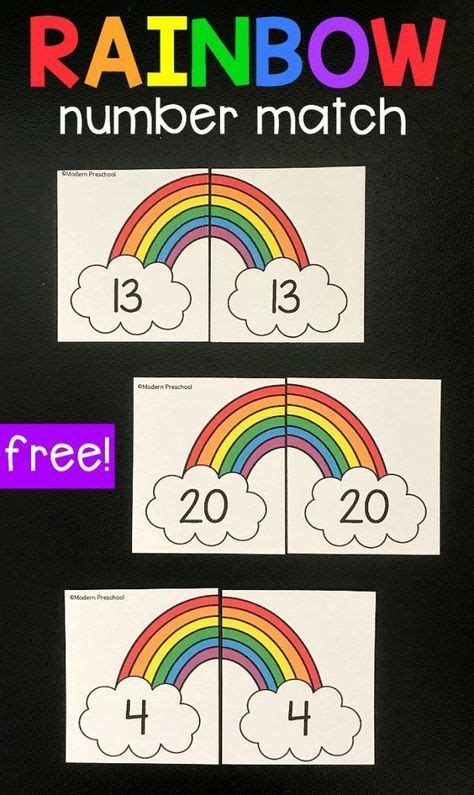 Rainbow Number Match Math Activities Preschool Spring Theme