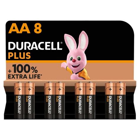 Duracell Plus Power Aa Alkaline Batteries 8 Per Pack From Ocado