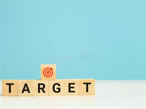 Phrase Target On Wooden Cubes Isolated On Blue Background Stock Image
