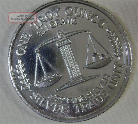 One Troy Ounce 999 Fine Silver Silver Trade Unit Coin 31 1 Grams