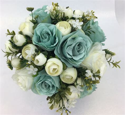 Artificial Flower Light Greencream Roses Bridal Wedding Bouquet
