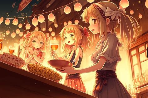 Premium Ai Image Anime Girls Drinking Beer At A Bar