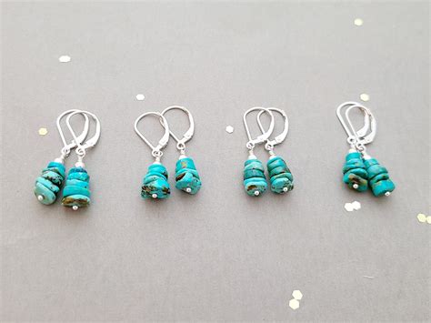 Natural Turquoise Stacked Bead Earrings