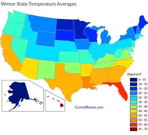 Average Winter Temperature Us Map Map Vector