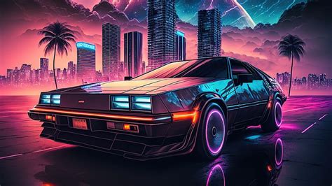 Neon 80s Ride Delorean Neon Artist Artwork Digital Art Deviantart