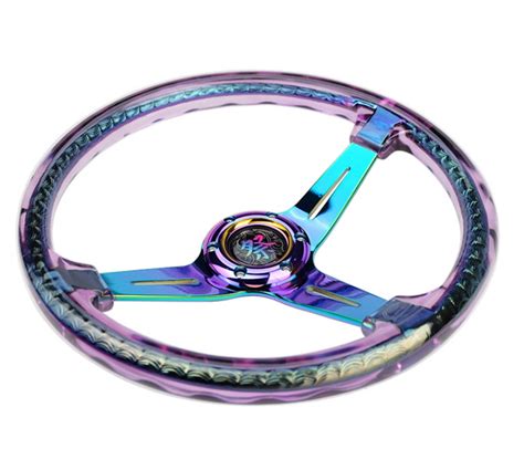 Nrg Matsuri Purple Acrylic Steering Wheel With Neo Chrome Spoke Rst