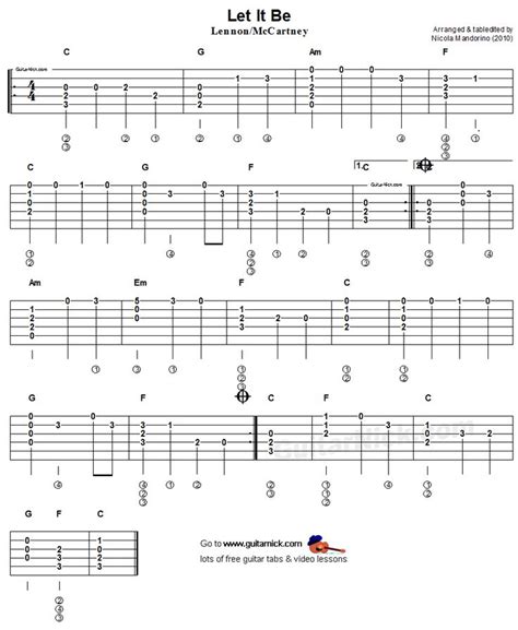 The ''tab'', you will find tabs for that songs (if you don't know how to read tabs, check this guide). Let it Be Guitar Sheet music | guitar sheet music i am trying to learn to play on my own ...