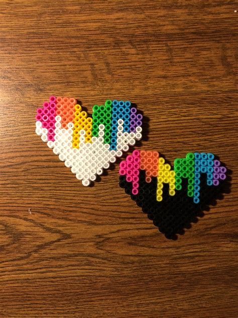 Melty Rainbow Hearts Easy Perler Beads Ideas Pearl Beads Pattern