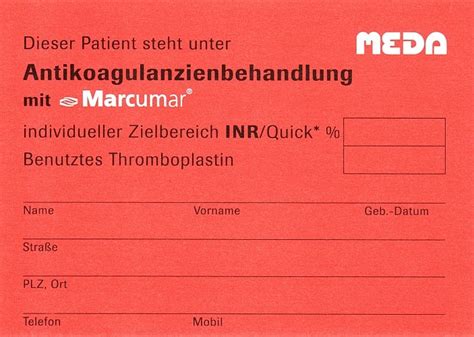 Meda pharma marcumar test 2 testberichte erfahrungen auf yopi de : Marcumarausweise Meda : Marcumar 3 Mg Tabletten