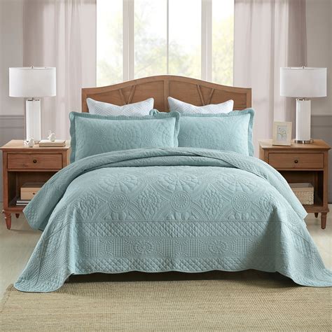 Marcielo 3 Piece 100 Cotton Oversized Bedspread Quilt Set Coverlet Set
