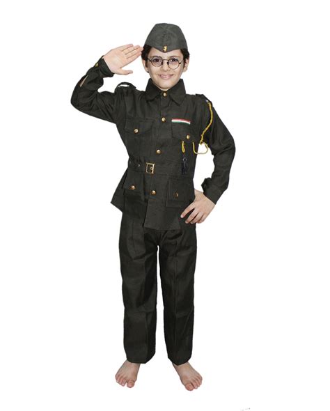 Kaku Fancy Dresses National Hero Freedom Fighter Subhash Chandra Bose Costume Green Years