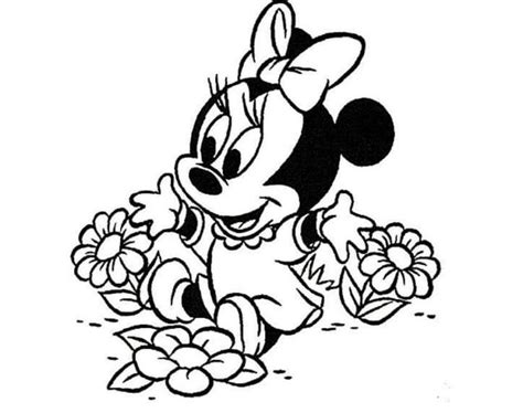 Minnie Mouse Con Flores Para Colorear Imprimir E Dibujar Dibujos
