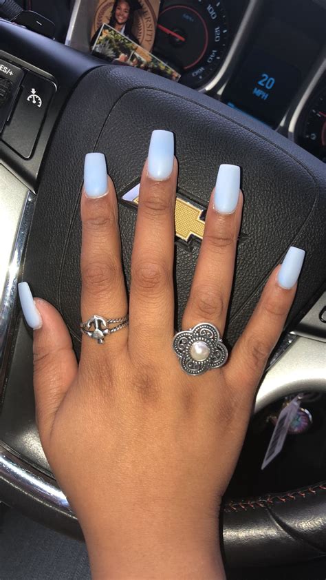 baby blue acrylic nails semi matte | Blue nails, Baby blue acrylic