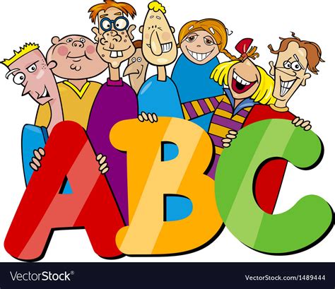 Kids With Abc Letters Cartoon Royalty Free Vector Image