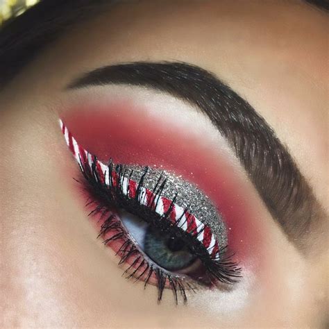 Festive Candy Cane Winged Eyeliner Xmas Makeup Christmas Eye Makeup