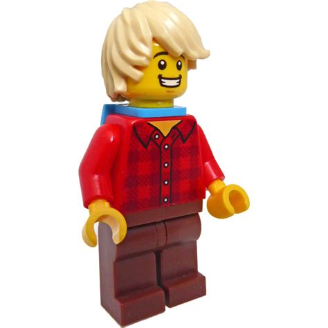 Lego Boy With Checked Red Shirt And Backpack Minifigure Comes In