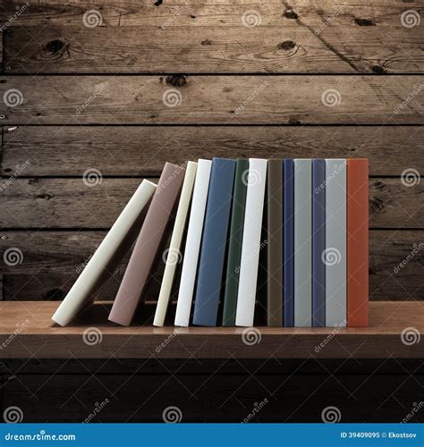 Pile Of Books On Wooden Shelf Stock Illustration Illustration Of